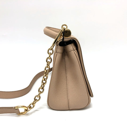 DOLCE&GABBANA Shoulder Bag leather beige sicily plate Women Used Authentic