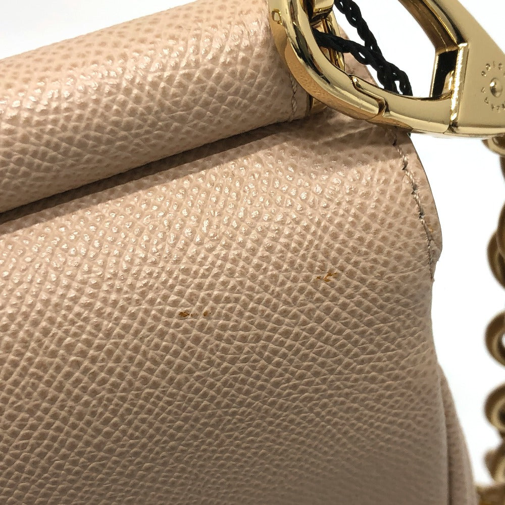 DOLCE&GABBANA Shoulder Bag leather beige sicily plate Women Used Authentic