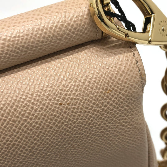 DOLCE&GABBANA Shoulder Bag leather beige sicily plate Women Used Authentic