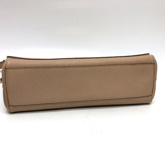 DOLCE&GABBANA Shoulder Bag leather beige sicily plate Women Used Authentic