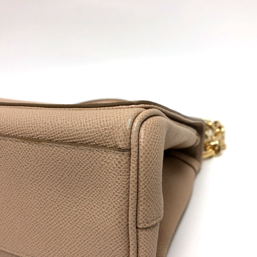 DOLCE&GABBANA Shoulder Bag leather beige sicily plate Women Used Authentic