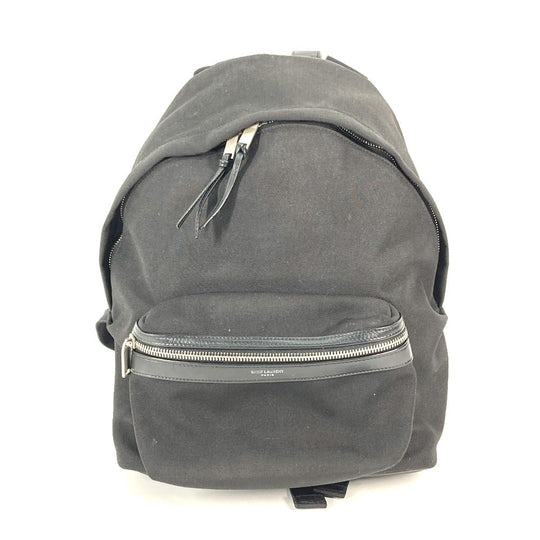 SAINT LAURENT PARIS Backpack 650617 Leather / canvas black Bag logo mens Secondhand Authentic
