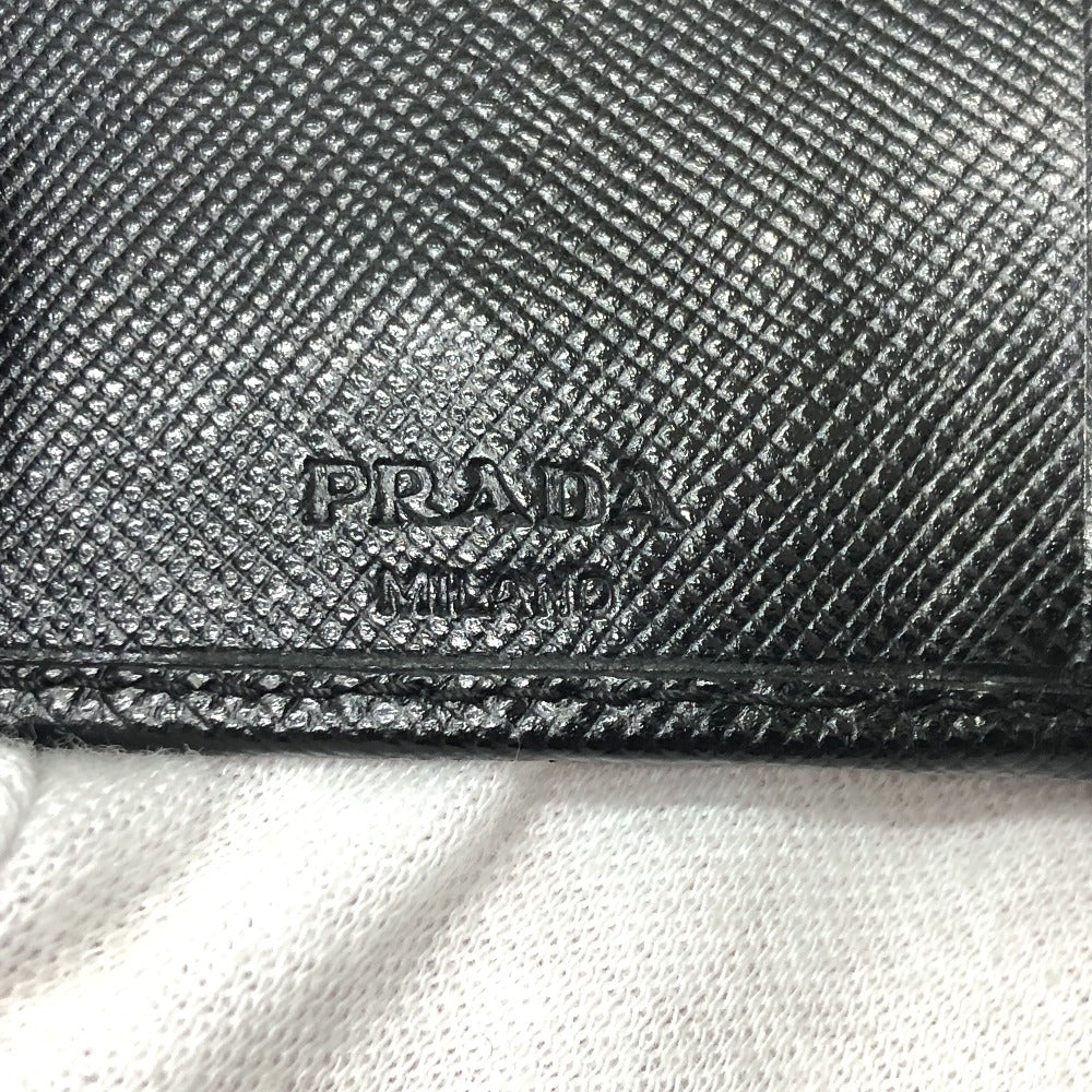 PRADA Key case Key holder  M26U saffiano leather black Triangle Plate Women Used Authentic