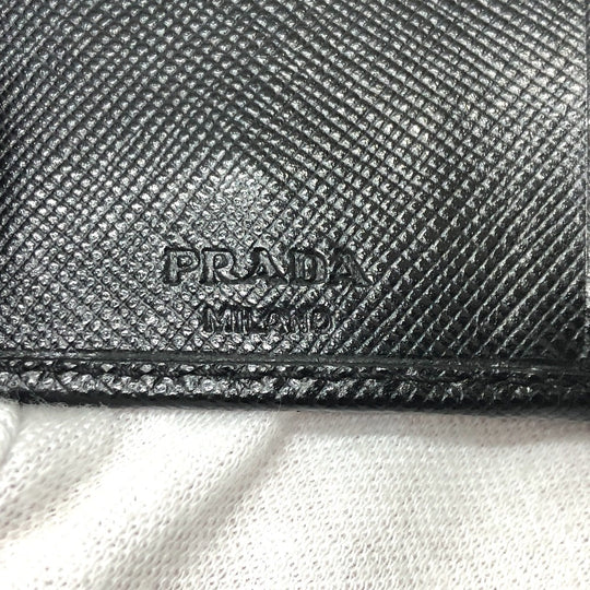 PRADA Key case Key holder  M26U saffiano leather black Triangle Plate Women Used Authentic