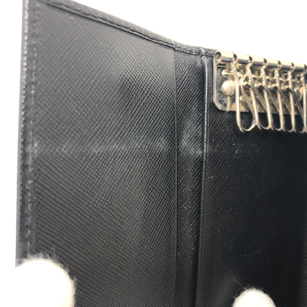 PRADA Key case Key holder  M26U saffiano leather black Triangle Plate Women Used Authentic