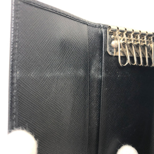 PRADA Key case Key holder  M26U saffiano leather black Triangle Plate Women Used Authentic