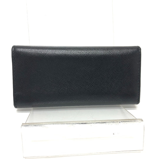 PRADA Key case Key holder  M26U saffiano leather black Triangle Plate Women Used Authentic