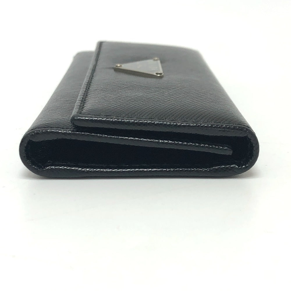 PRADA Key case Key holder  M26U saffiano leather black Triangle Plate Women Used Authentic