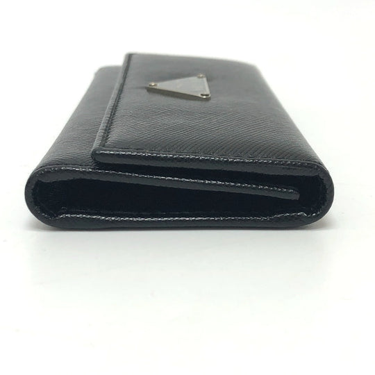 PRADA Key case Key holder  M26U saffiano leather black Triangle Plate Women Used Authentic