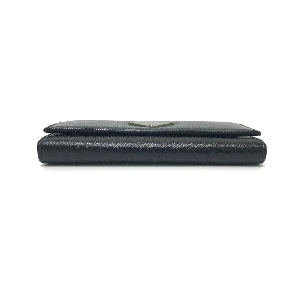 PRADA Key case Key holder  M26U saffiano leather black Triangle Plate Women Used Authentic