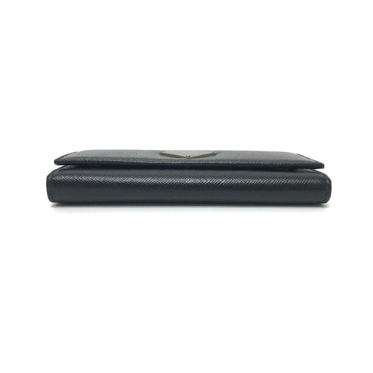 PRADA Key case Key holder  M26U saffiano leather black Triangle Plate Women Used Authentic