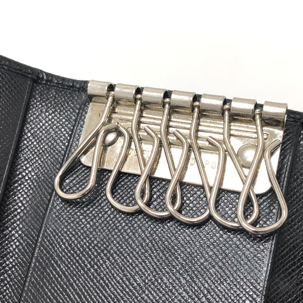 PRADA Key case Key holder  M26U saffiano leather black Triangle Plate Women Used Authentic