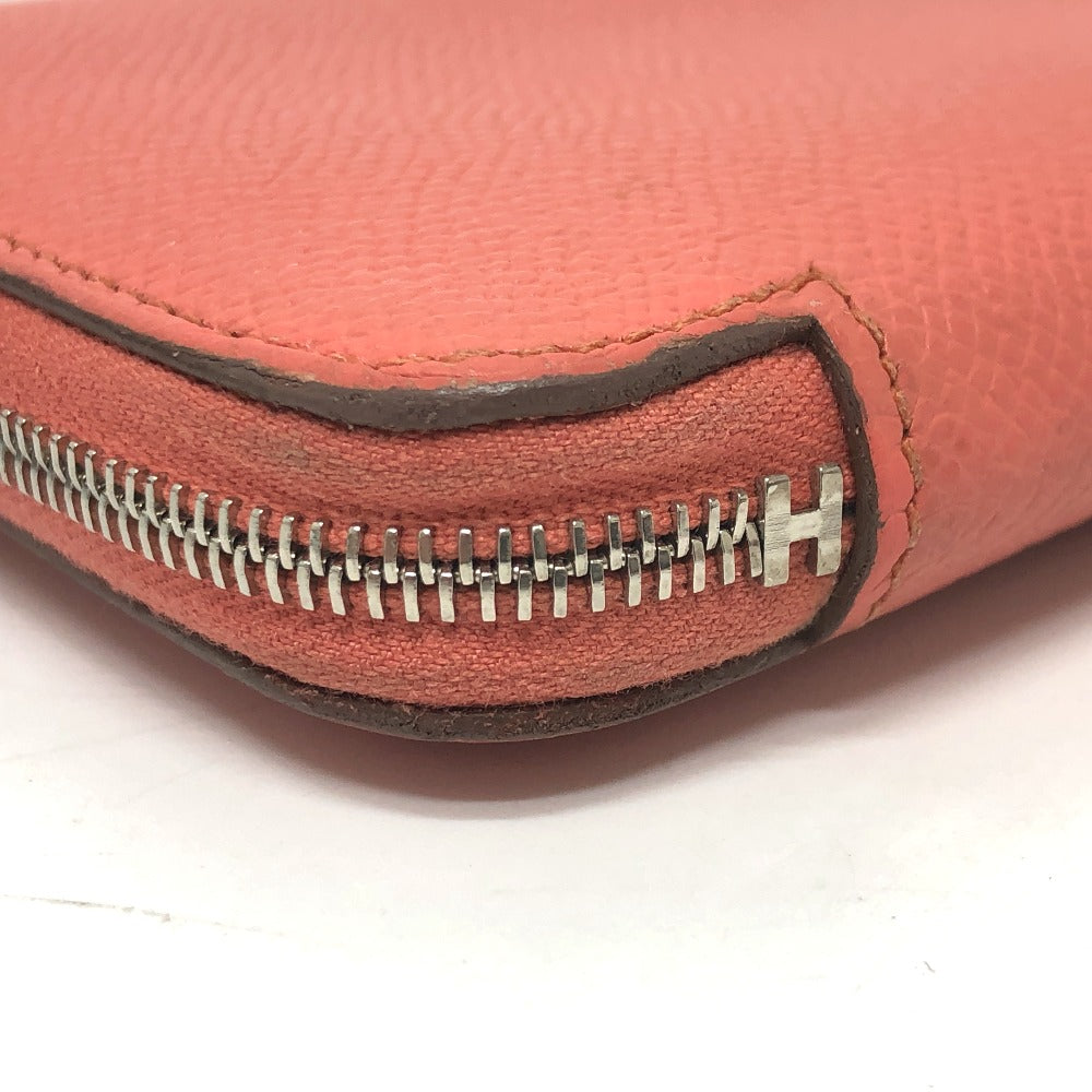 HERMES Long Wallet Purse Epsom Pink type Azap silk in Women Used Authentic