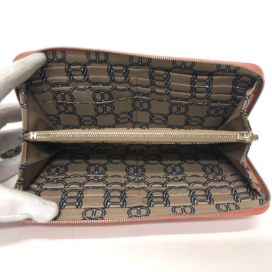 HERMES Long Wallet Purse Epsom Pink type Azap silk in Women Used Authentic