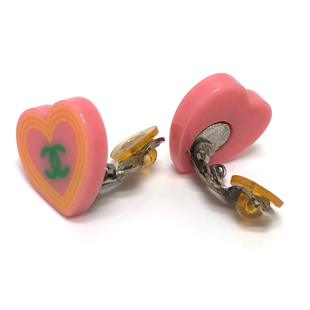 CHANEL Earring 04C plastic Pink x orange Accessories COCO Mark CC
