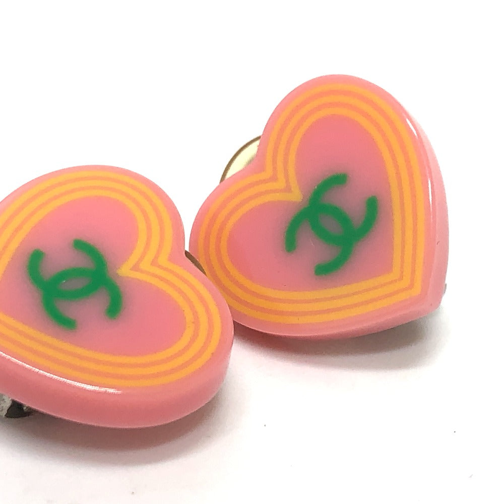 CHANEL Earring 04C plastic Pink x orange Accessories COCO Mark CC