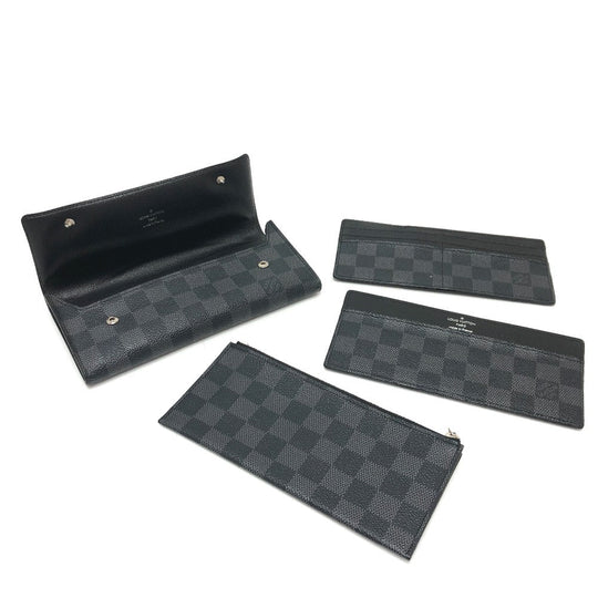 LOUIS VUITTON Long Wallet Purse N63084 Damier Grafitto Canvas black Damier Grafitte Portefeuille long modular Women Used Authentic