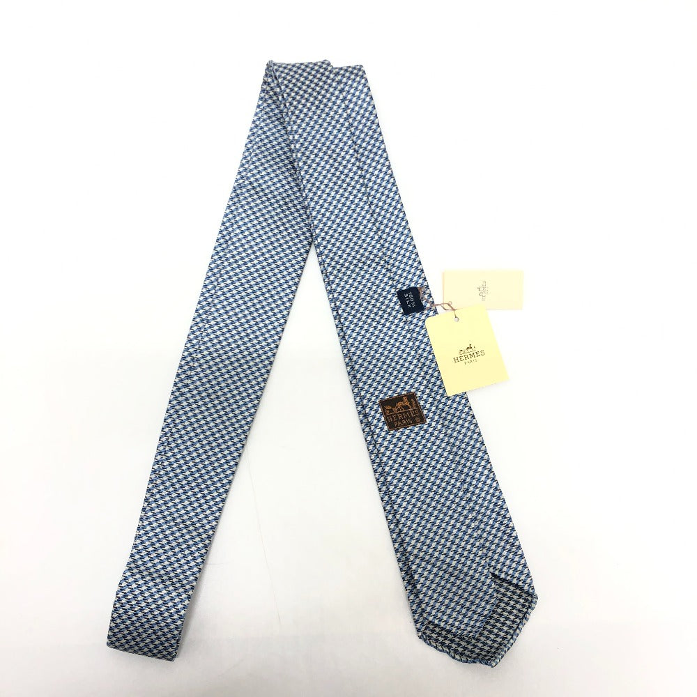 HERMES tie silk blue Overall handle mens Used Authentic