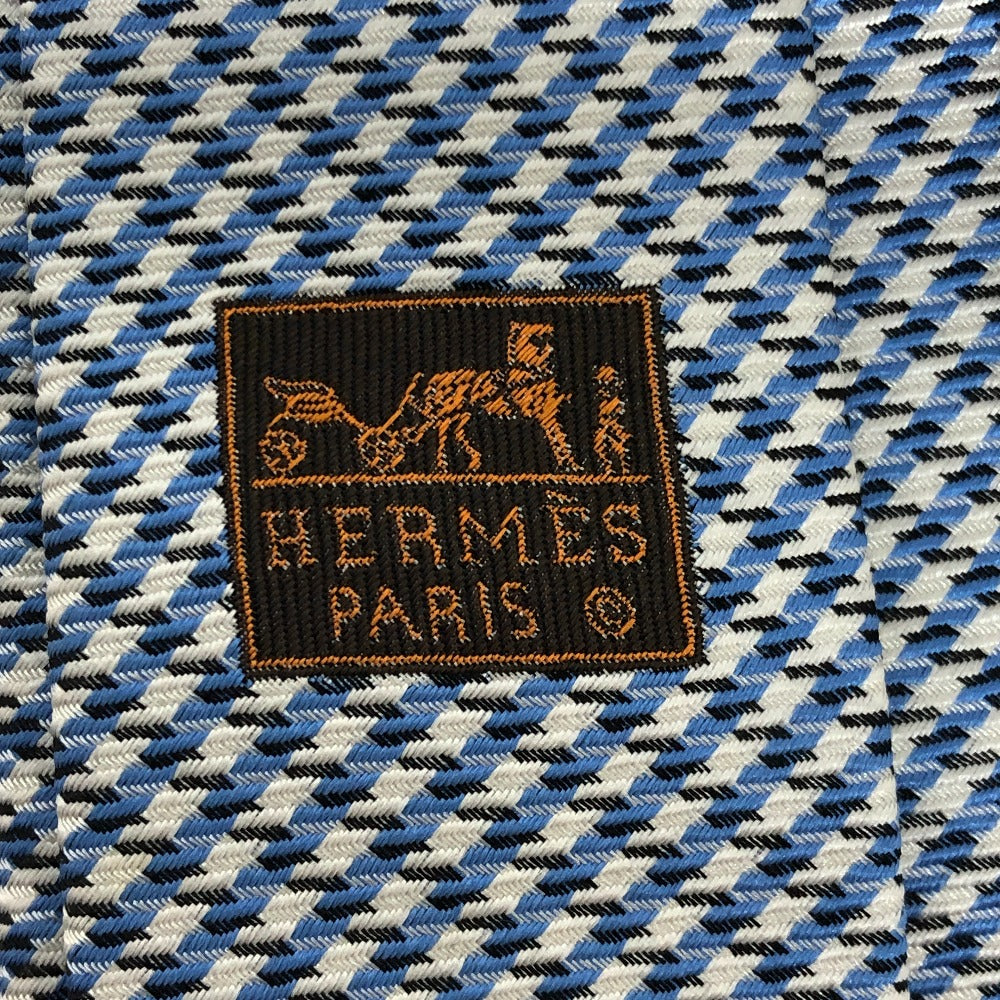 HERMES tie silk blue Overall handle mens Used Authentic