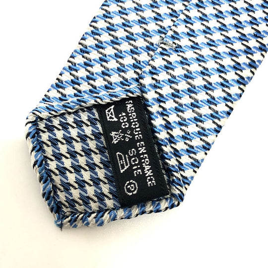 HERMES tie silk blue Overall handle mens Used Authentic