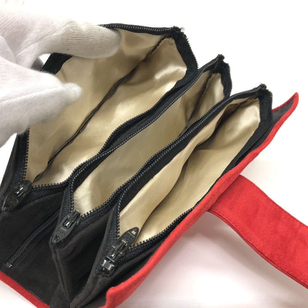 CELINE Accessory case suede Red Jewelry case logo