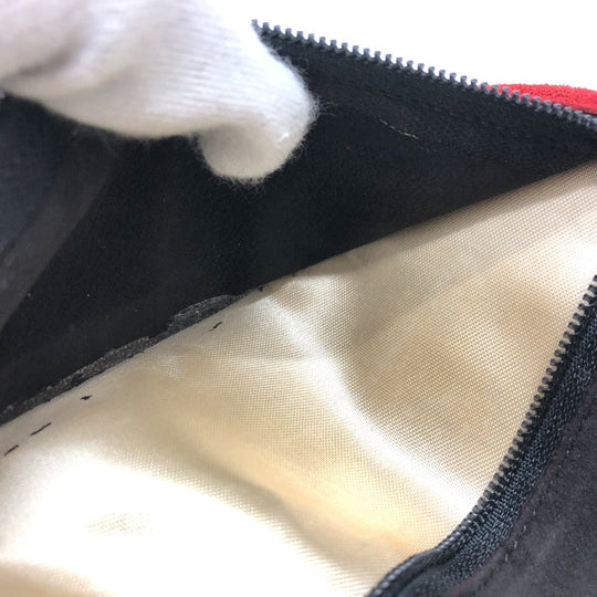 CELINE Accessory case suede Red Jewelry case logo