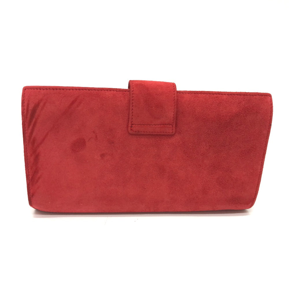 CELINE Accessory case suede Red Jewelry case logo