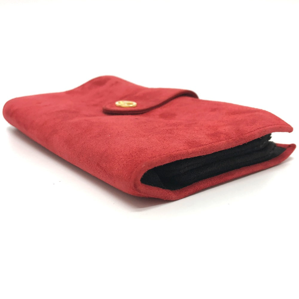 CELINE Accessory case suede Red Jewelry case logo