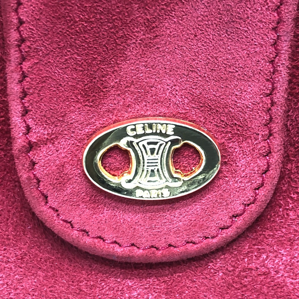 CELINE Accessory case suede Red Jewelry case logo