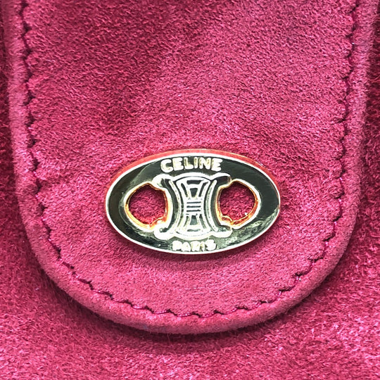 CELINE Accessory case suede Red Jewelry case logo