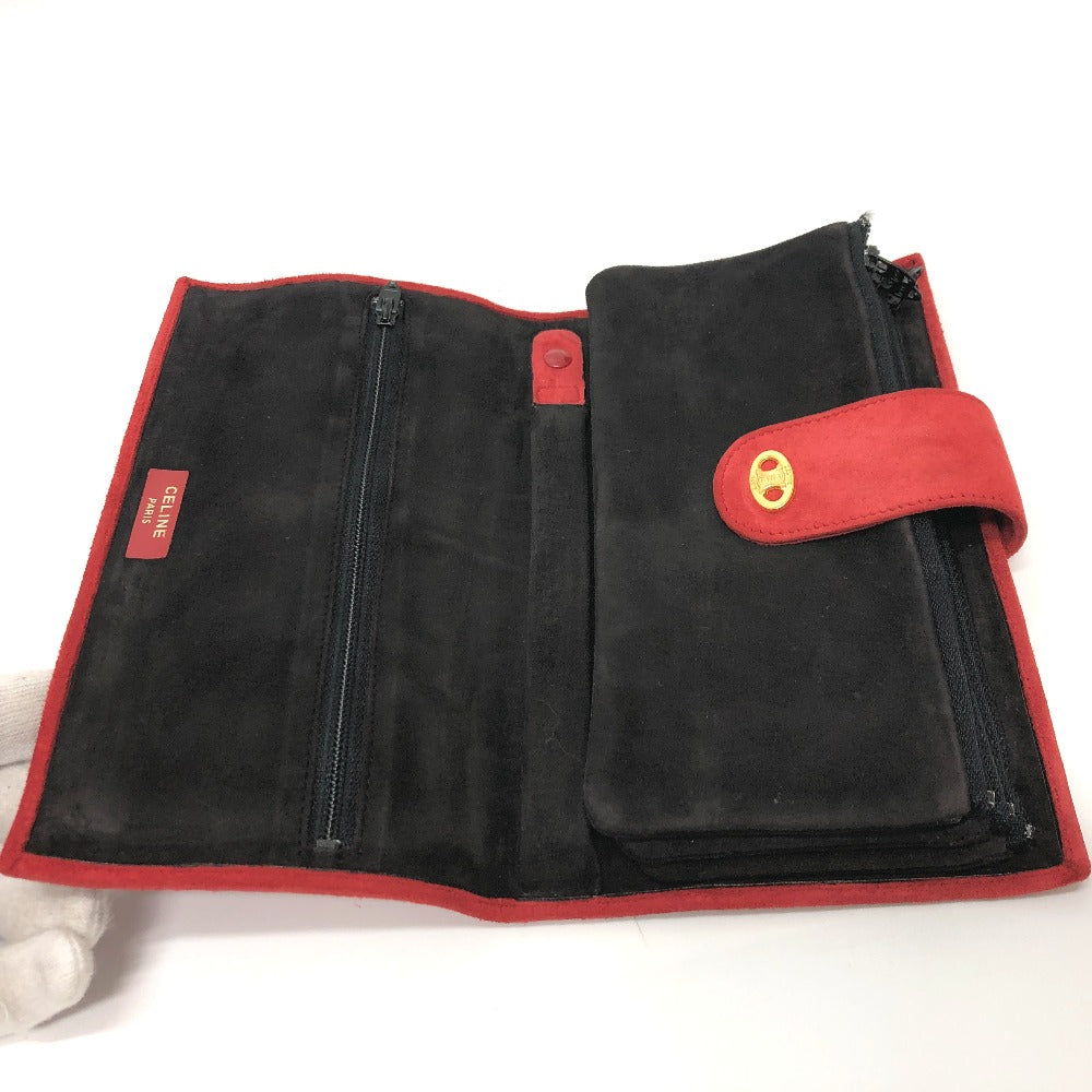 CELINE Accessory case suede Red Jewelry case logo