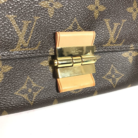LOUIS VUITTON Long Wallet Purse M60414 Monogram canvas Brown x Gold Metal Bifold Wallet Portefeuille Elyses mens Used Authentic