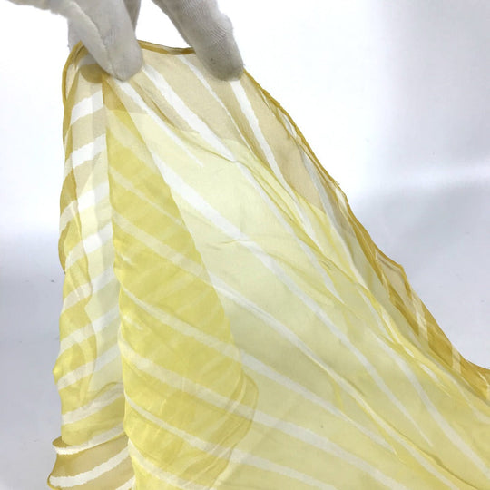 HERMES scarf silk yellow triangle Triangle Women Used Authentic