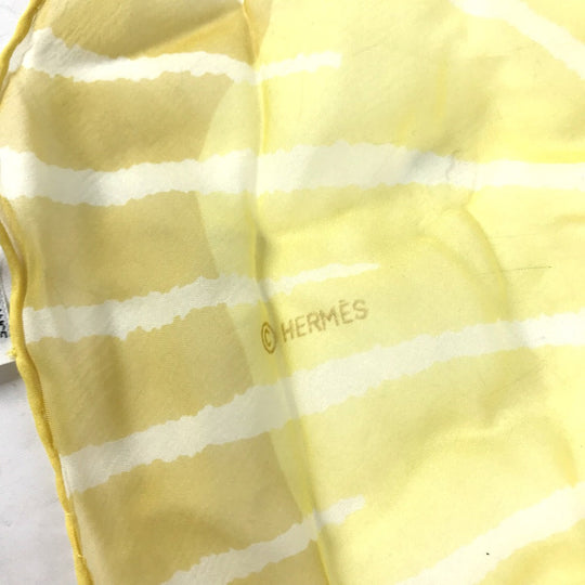 HERMES scarf silk yellow triangle Triangle Women Used Authentic