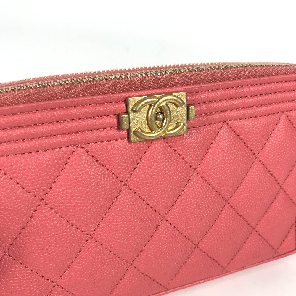 CHANEL Shoulder Bag A84069 Caviar skin Pink x Gold Metal CCCOCO Mark Boy Chanel COCO Mark Women Used Authentic