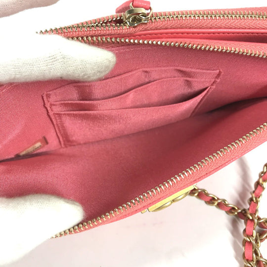 CHANEL Shoulder Bag A84069 Caviar skin Pink x Gold Metal CCCOCO Mark Boy Chanel COCO Mark Women Used Authentic