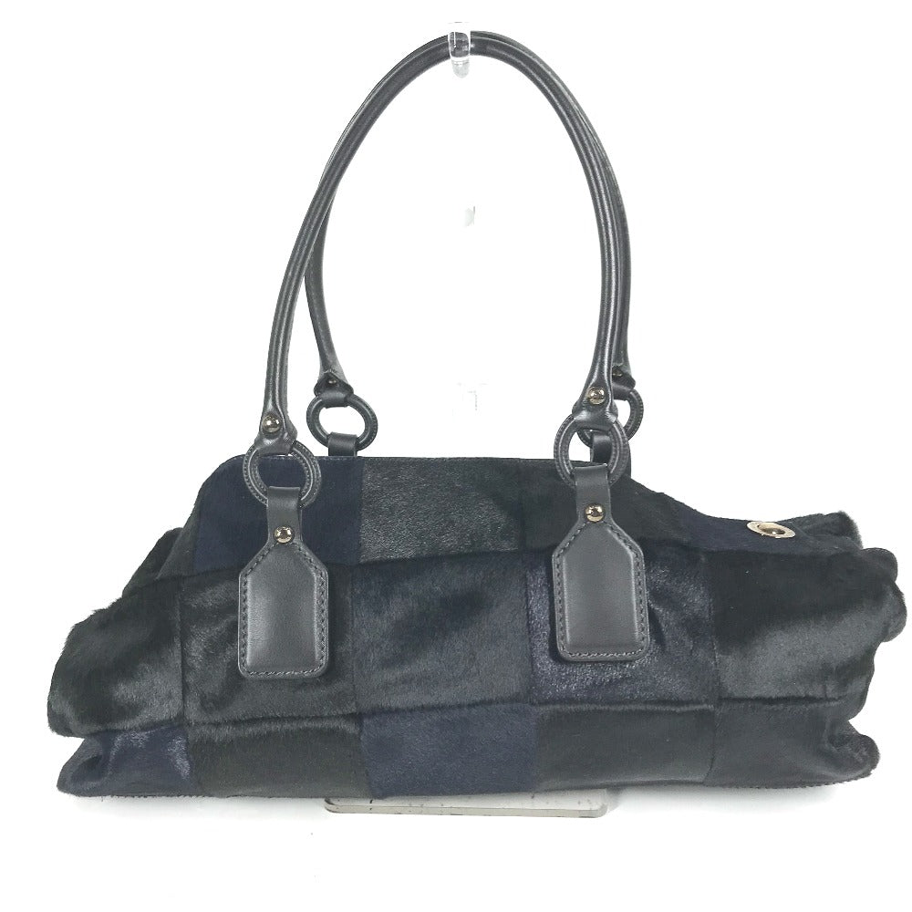 TOD’S Tote Bag Harako Black x navy Shoulder Bag Shoulder Bag Grid pattern