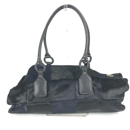 TOD’S Tote Bag Harako Black x navy Shoulder Bag Shoulder Bag Grid pattern