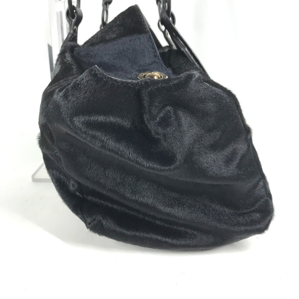 TOD’S Tote Bag Harako Black x navy Shoulder Bag Shoulder Bag Grid pattern