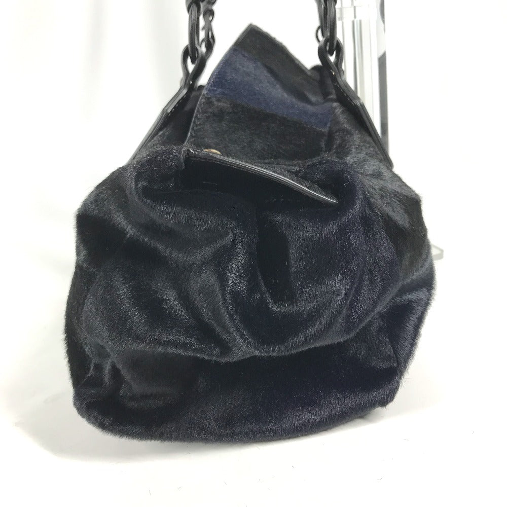 TOD’S Tote Bag Harako Black x navy Shoulder Bag Shoulder Bag Grid pattern