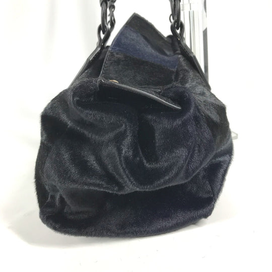 TOD’S Tote Bag Harako Black x navy Shoulder Bag Shoulder Bag Grid pattern