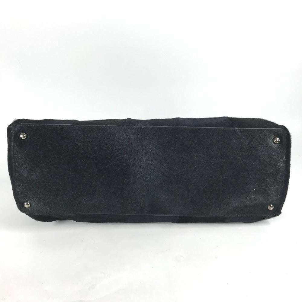 TOD’S Tote Bag Harako Black x navy Shoulder Bag Shoulder Bag Grid pattern