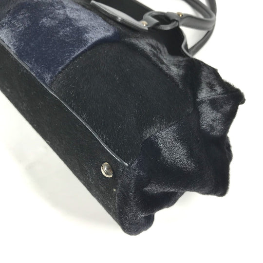 TOD’S Tote Bag Harako Black x navy Shoulder Bag Shoulder Bag Grid pattern