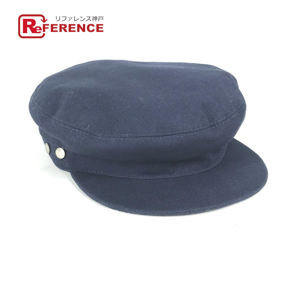 HERMES Casquette cotton Navy Kabul Serie Button Newsboy 57 Women 57 Used Authentic
