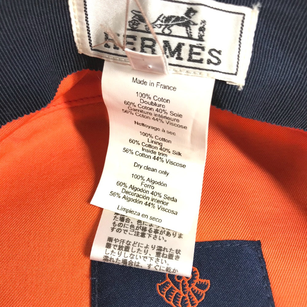 HERMES Casquette cotton Navy Kabul Serie Button Newsboy 57 Women 57 Used Authentic