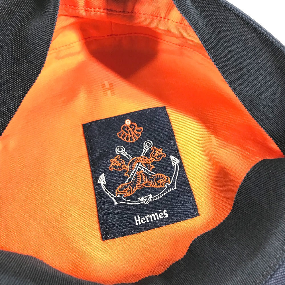 HERMES Casquette cotton Navy Kabul Serie Button Newsboy 57 Women 57 Used Authentic