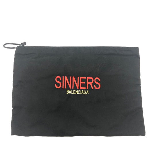 BALENCIAGA Clutch bag 459745 Nylon black SINNERS logo mens Used Authentic