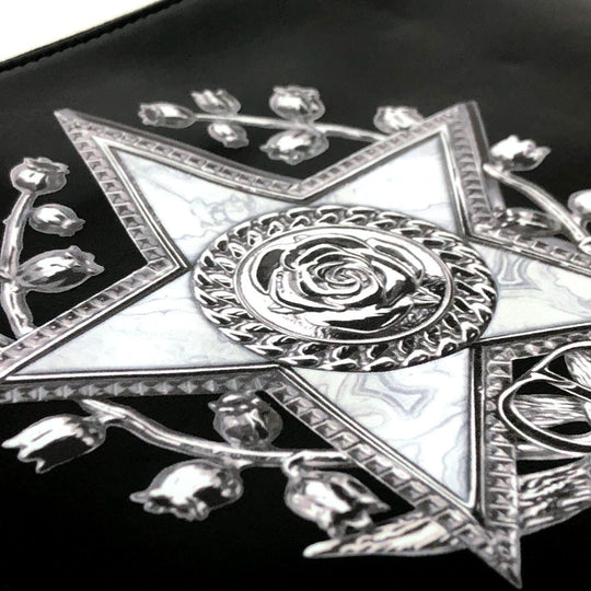 DIOR HOMME Clutch bag leather black Star x Rose Paint mens Used Authentic