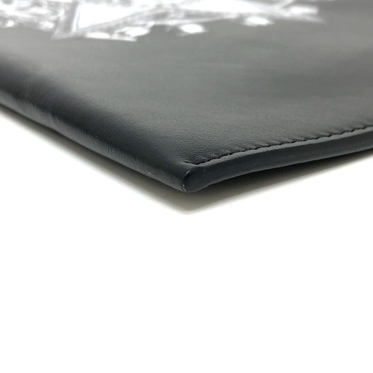 DIOR HOMME Clutch bag leather black Star x Rose Paint mens Used Authentic