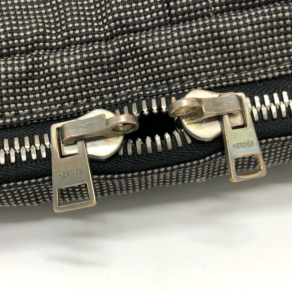 HERMES Business bag canvas gray 2WAY Shoulder Bag Her Line mens Used Authentic
